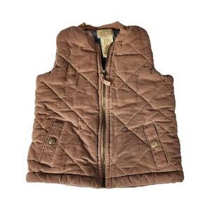 Telluride Clothing Co Brown Quilted Corduroy Vest Plaid Lining‎ Kids 24M 2T